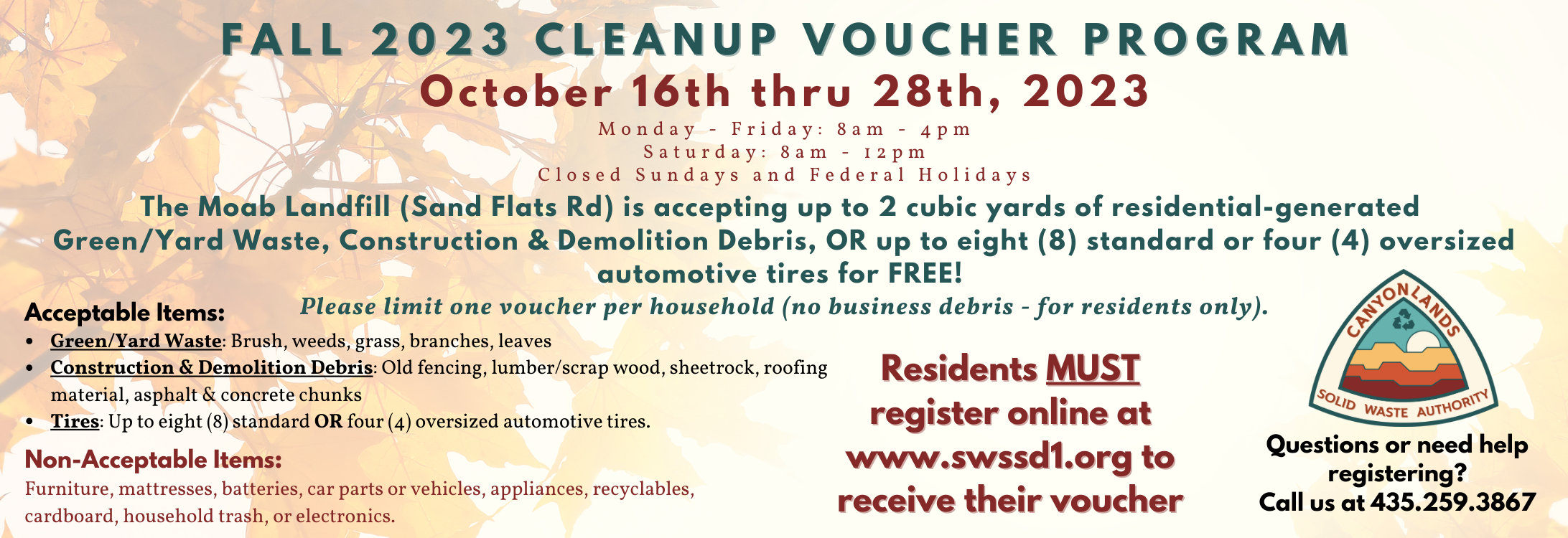 Fall 2023 Voucher Cleanup Program Flyer
